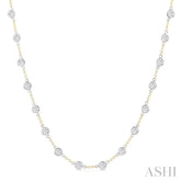 5 Ctw Bezel Set Round Cut Diamond Station Necklace in 14K Yellow and White Gold