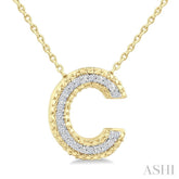 1/20 Ctw Bubble Accent Initial 'C' Round Cut Diamond Fashion Pendant With Chain in Yellow Gold Vermeil