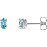 14K White Gold Natural Aquamarine Scroll Setting® Stud Earrings