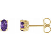14K Yellow Gold Natural Amethyst Scroll Setting® Stud Earrings