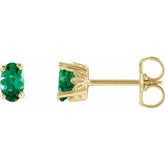 14K Yellow Gold Lab-Grown Emerald Scroll Setting® Stud Earrings