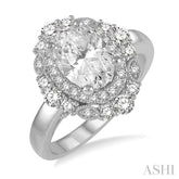 5/8 Ctw Oval Semi-Mount Round Cut Diamond Engagement Ring in 14K White Gold