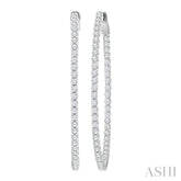 2 Ctw Inside-Out Round Cut Diamond 1/2-Inch Oval Hoop Earrings in 14K White Gold