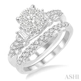 1 Ctw Diamond Lovebright Wedding Set with 3/4 Ctw Engagement Ring and 1/3 Ctw Wedding Band in 14K White Gold