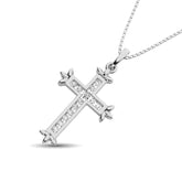 10K White Gold 1/8 Ct.Tw.Diamond Cross Pendant