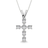 10K White Gold 1/4 Ct.Tw.Diamond Cross Pendant