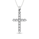 10K White Gold 1/5 Ct.Tw.Diamond Cross Pendant