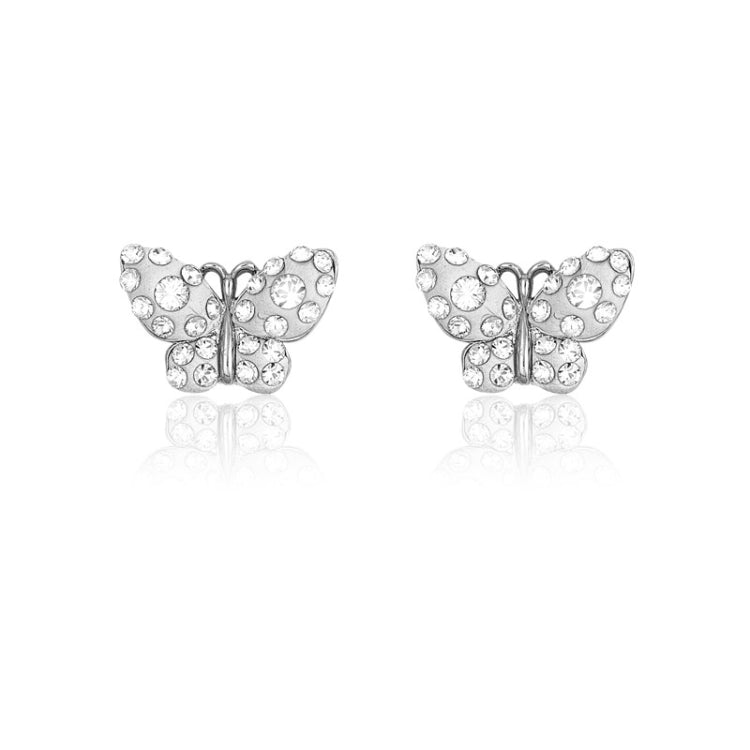 Sterling Silver White Enamel Butterfly w/ Crystals Earrings Sterling Silver White Enamel Butterfly w/ Crystals Earrings