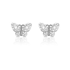 Sterling Silver White Enamel Butterfly w/ Crystals Earrings Sterling Silver White Enamel Butterfly w/ Crystals Earrings