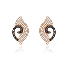 (SPECIAL ORD) Sterling Silver Rose-Gold with White and Brown Micro Pave Earrings (182 stones) (SPECIAL ORD) Sterling Silver Rose-Gold with White and Brown Micro Pave Earrings (182 stones)
