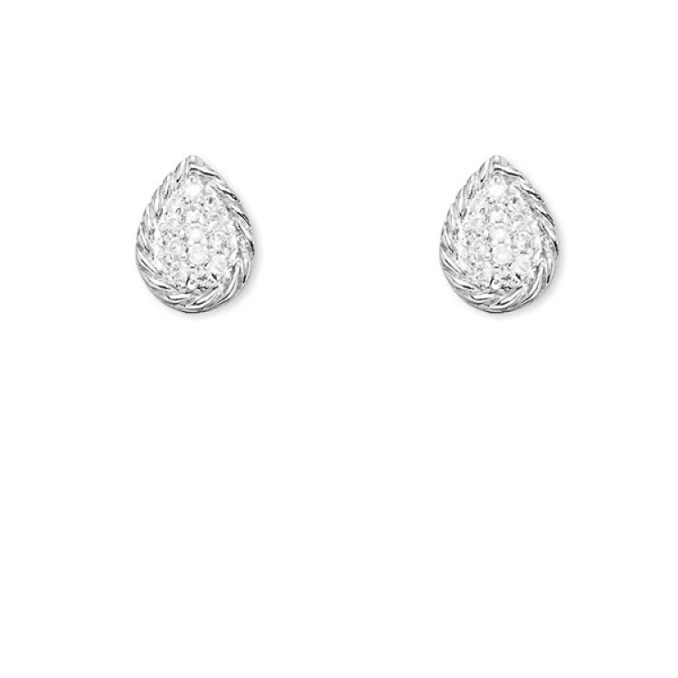 Sterling Silver Pear Shape Open Wire W/ Centured CZ Earrings Sterling Silver Pear Shape Open Wire W/ Centured CZ Earrings