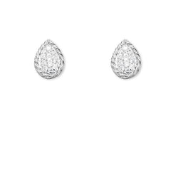 Sterling Silver Pear Shape Open Wire W/ Centured CZ Earrings Sterling Silver Pear Shape Open Wire W/ Centured CZ Earrings