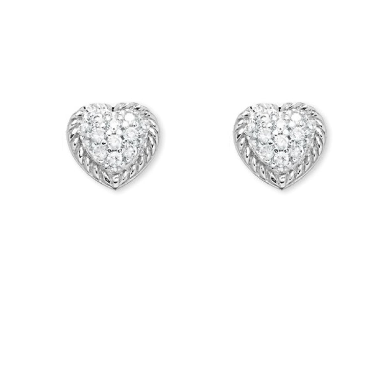Sterling Silver Heart Shape Open Wire W/ Centered CZ Earrings Sterling Silver Heart Shape Open Wire W/ Centered CZ Earrings