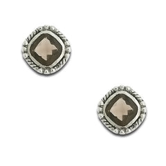 Sterling Silver Circle Earring with Smokey Topaz Gem Sterling Silver Circle Earring with Smokey Topaz Gem