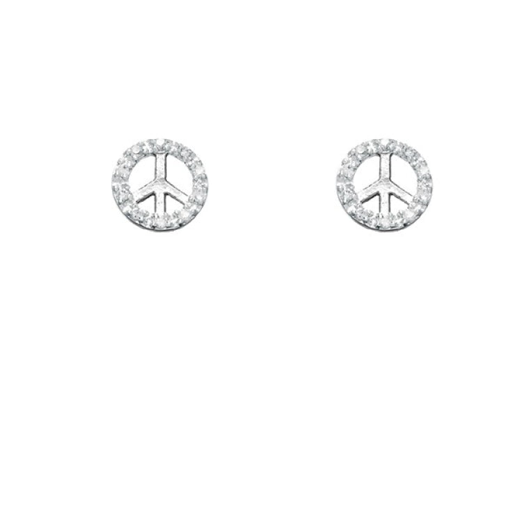 Sterling Silver Small CZ "Peace" Earrings Sterling Silver Small CZ "Peace" Earrings