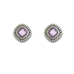 Sterling Silver Amethyst Gem Square Earrings Sterling Silver Amethyst Gem Square Earrings
