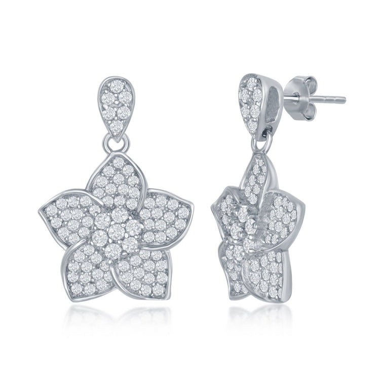 Sterling Silver CZ Daffodil Earrings Sterling Silver CZ Daffodil Earrings