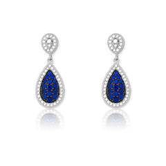 Sterling Silver Tearshaped Sapphire and White CZ Micro Pave Earrings Sterling Silver Tearshaped Sapphire and White CZ Micro Pave Earrings
