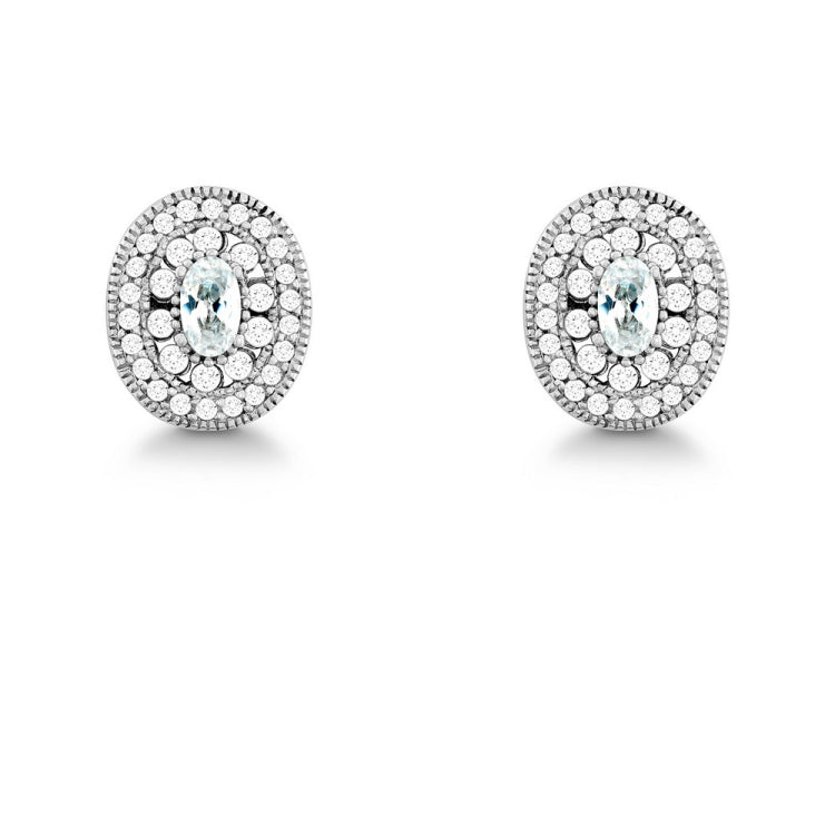 Sterling Silver Oval Micro Pave Stud Earrings Sterling Silver Oval Micro Pave Stud Earrings