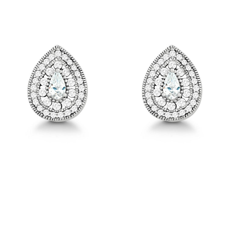 Sterling Silver Tearshaped Micro Pave Stud Earrings Sterling Silver Tearshaped Micro Pave Stud Earrings