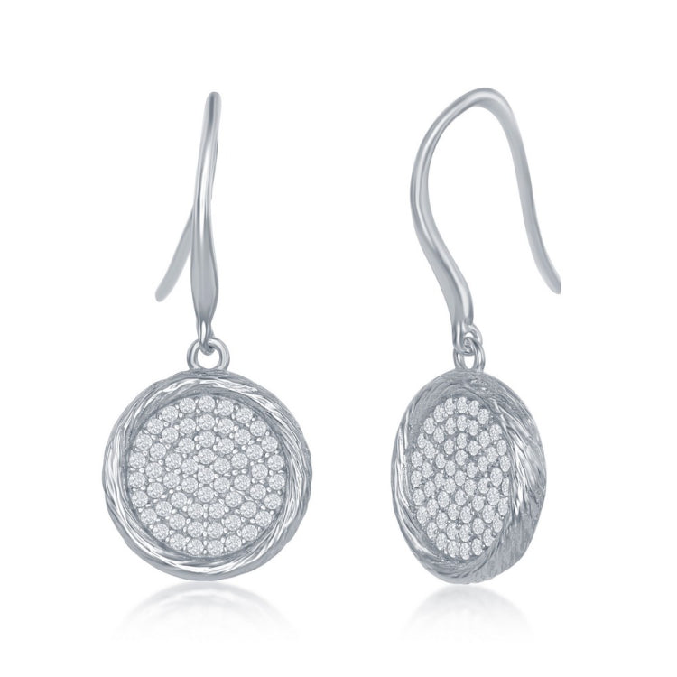 Sterling Silver Round Disc CZ Earrings Sterling Silver Round Disc CZ Earrings