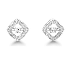 Sterling Silver Micro Pave with Center Dancing/Shimmering CZ Square Earrings Sterling Silver Micro Pave with Center Dancing/Shimmering CZ Square Earrings