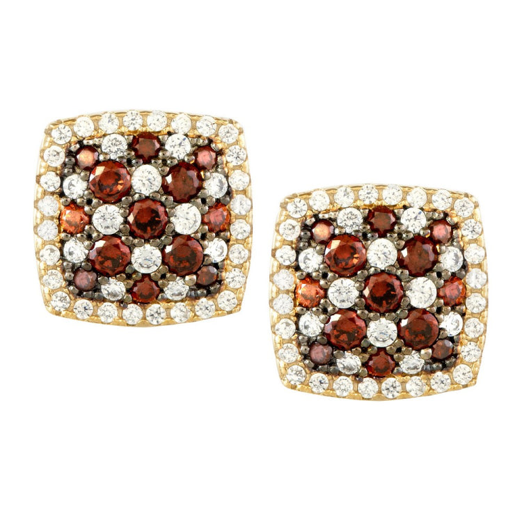 Sterling Silver GP Square Garnet CZ Micro Pave Earrings Sterling Silver GP Square Garnet CZ Micro Pave Earrings