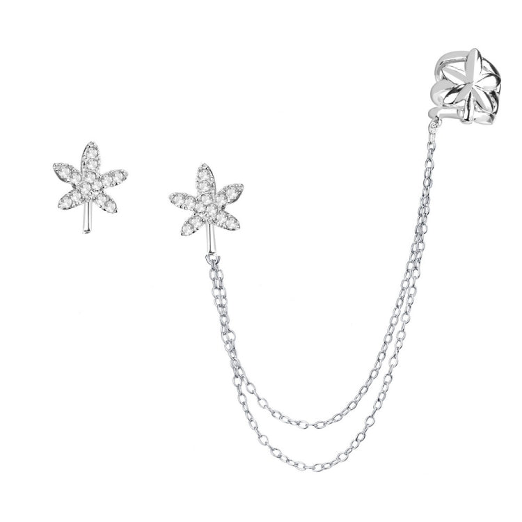 Sterling Silver Micro Pave CZ Single Stud & Stud with Cuff Leaf Earrings Sterling Silver Micro Pave CZ Single Stud & Stud with Cuff Leaf Earrings