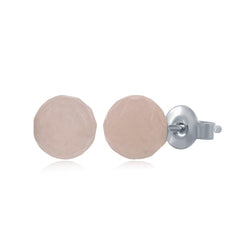 Sterling Silver Round Faceted "Rose Quartz" 6MM Stud Earrings Sterling Silver Round Faceted "Rose Quartz" 6MM Stud Earrings