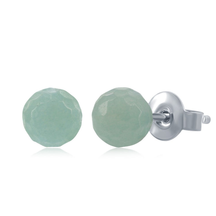 Sterling Silver Round Faceted "Amazonite" 6MM Stud Earrings Sterling Silver Round Faceted "Amazonite" 6MM Stud Earrings