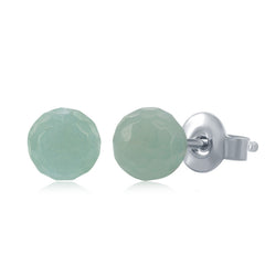 Sterling Silver Round Faceted "Amazonite" 6MM Stud Earrings Sterling Silver Round Faceted "Amazonite" 6MM Stud Earrings