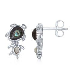 Sterling Silver Abalone Turtle with MOP Baby Turtle Stud Earrings Sterling Silver Abalone Turtle with MOP Baby Turtle Stud Earrings
