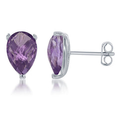 Sterling Silver Teardrop Amethyst Earrings Sterling Silver Teardrop Amethyst Earrings