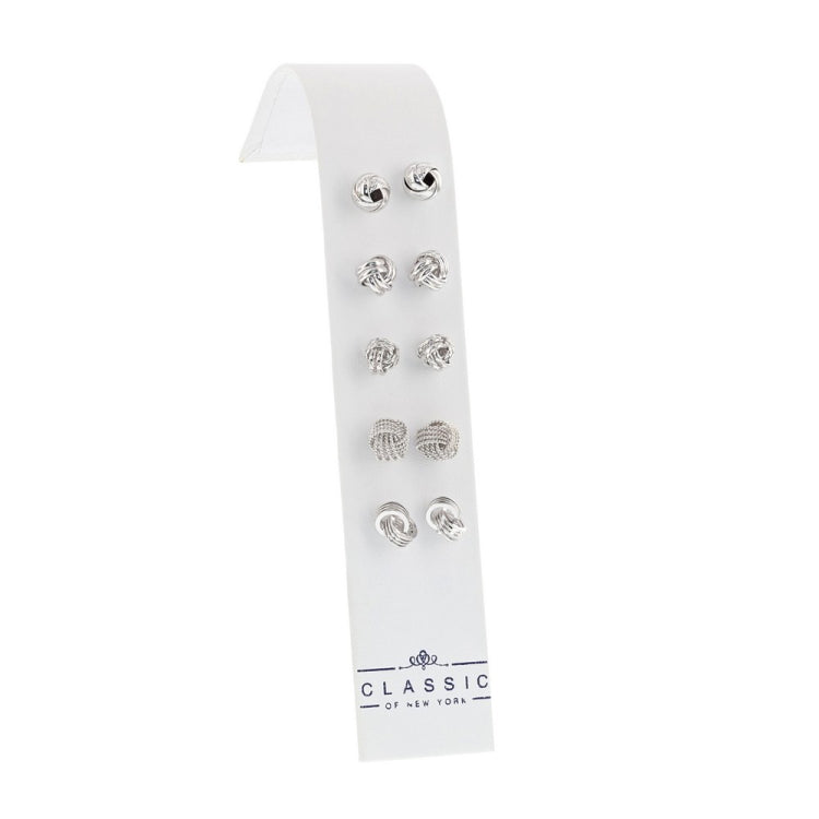Sterling Silver Set of 5 Love Knot Stud Earrings Sterling Silver Set of 5 Love Knot Stud Earrings