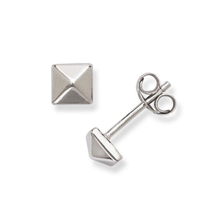Sterling Silver Pyramid Small Square Stud Earrings Sterling Silver Pyramid Small Square Stud Earrings