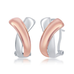 Sterling Silver Two-Tone Rose Gold Plated Awareness Ribbon Earrings Sterling Silver Two-Tone Rose Gold Plated Awareness Ribbon Earrings