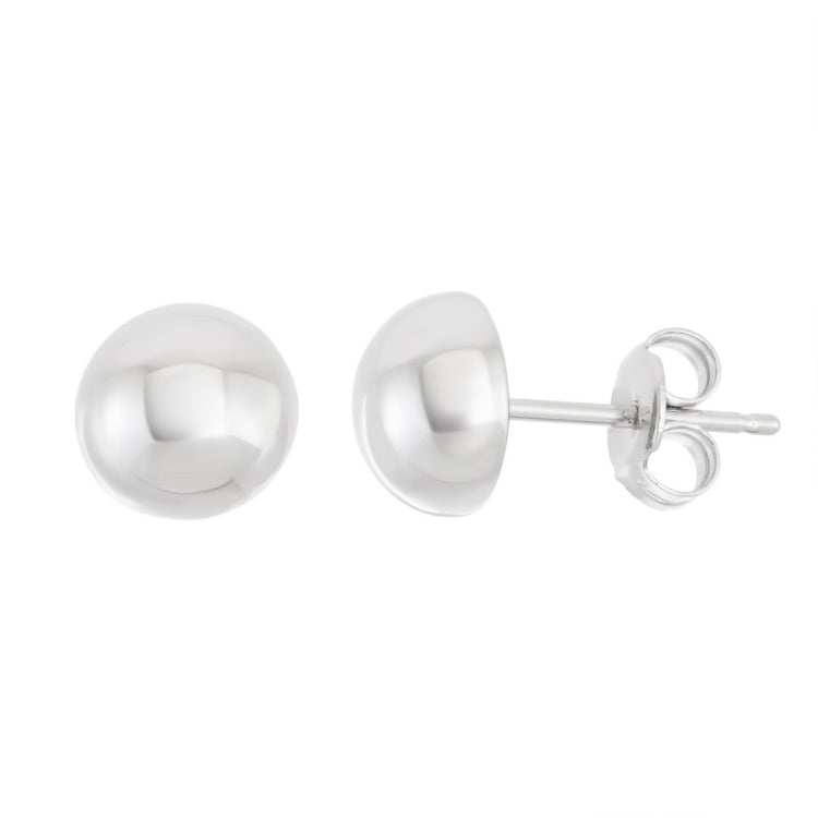 Sterling Silver Shiny Half Bead Stud Earrings Sterling Silver Shiny Half Bead Stud Earrings