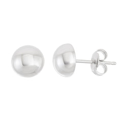 Sterling Silver Shiny Half Bead Stud Earrings Sterling Silver Shiny Half Bead Stud Earrings
