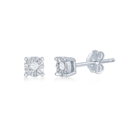 Sterling Silver 0.5tcw Center Diamond Accent 4MM Stud Earrings Sterling Silver 0.5tcw Center Diamond Accent 4MM Stud Earrings