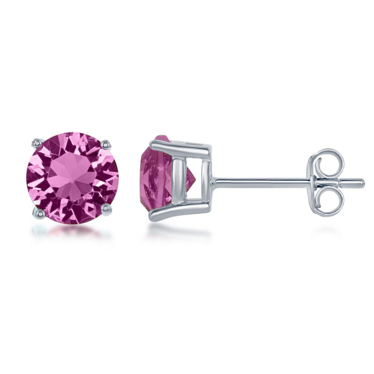 Sterling Silver 6MM Rose "October" Swarovski Element Earrings Sterling Silver 6MM Rose "October" Swarovski Element Earrings
