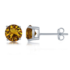 Sterling Silver 6MM Topaz "November" Swarovski Element Earrings Sterling Silver 6MM Topaz "November" Swarovski Element Earrings
