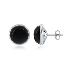 Sterling Silver Round Onyx Bezel Set Stud Earrings Sterling Silver Round Onyx Bezel Set Stud Earrings