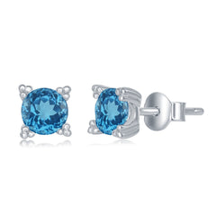 Sterling Silver 5MM Round Blue Topaz Stud Earrings Sterling Silver 5MM Round Blue Topaz Stud Earrings