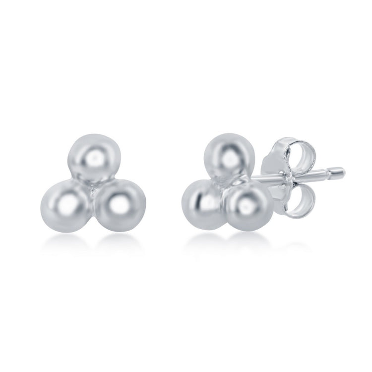 Sterling Silver Triple Bead Earrings Sterling Silver Triple Bead Earrings