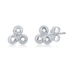 Sterling Silver Triple Bead Earrings Sterling Silver Triple Bead Earrings