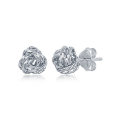 Sterling Silver Diamond-Cut Love Knot Stud Earrings Sterling Silver Diamond-Cut Love Knot Stud Earrings