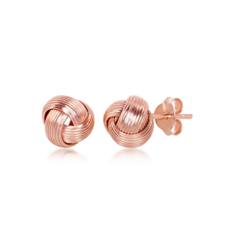 Sterling Silver Wire Design Love Knot Stud Earrings - Rose Gold Plated Sterling Silver Wire Design Love Knot Stud Earrings - Rose Gold Plated