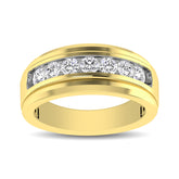 10K Yellow Gold 1/2 Ctw Round Cut Diamond Mens Wedding Band