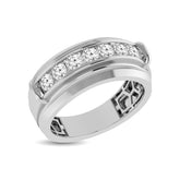 10K White Gold 1/4 Ctw Round Cut Diamond Mens Wedding Band