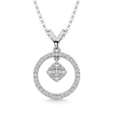 10K White Gold 1/4 Ct.Tw. Diamond Circle Dangler Pendant
